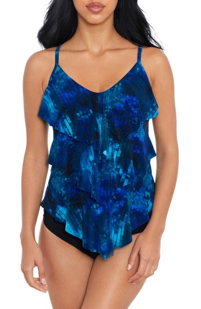 Shop Magicsuit ® Hazy Daze Rita Ruffle Tankini Top In Blue Multi