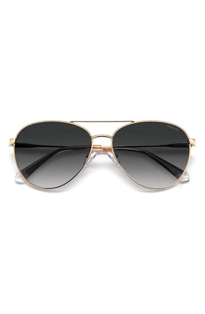 Shop Polaroid 60mm Polarized Aviator Sunglasses In Gold Copper/ Gray Polar