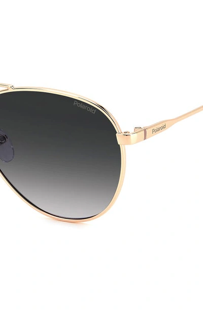 Shop Polaroid 60mm Polarized Aviator Sunglasses In Gold Copper/ Gray Polar
