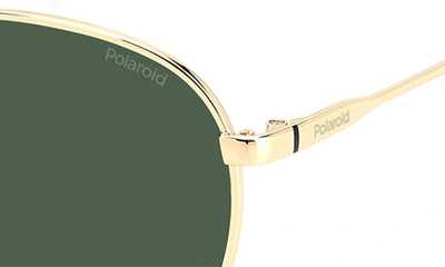 Shop Polaroid 60mm Polarized Aviator Sunglasses In Gold Green/ Green Polarized