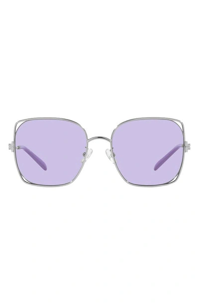 Shop Tory Burch 55mm Square Sunglasses In Silver