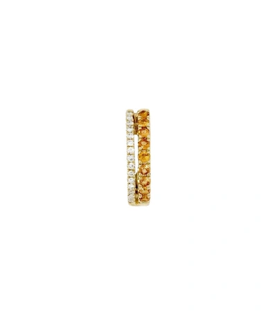 Shop Roxanne First Lindsey's Diamond And Yellow Sapphire Row Hoop In Gold