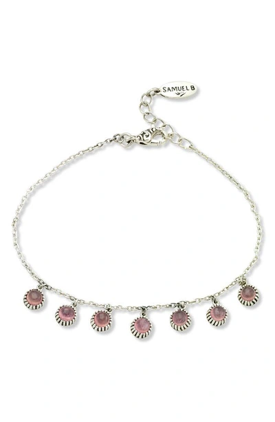Shop Samuel B. Sterling Silver Gemstone Charm Bracelet In Pink