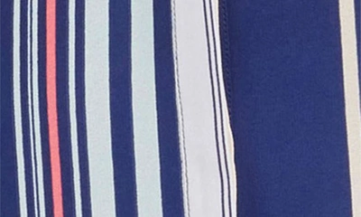 Shop Nydj Print Pleat Back Sleeveless Split Neck Blouse In Hillcrest Stripe