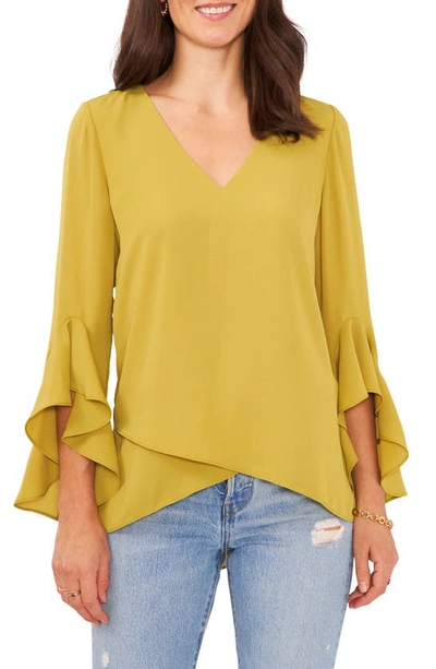 Shop Vince Camuto Flutter Sleeve Tunic In Avacado