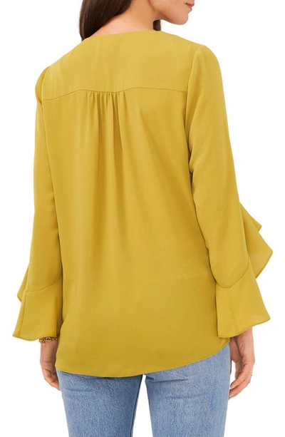 Shop Vince Camuto Flutter Sleeve Tunic In Avacado