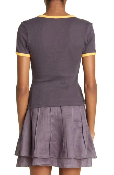 Shop Paloma Wool Linx Contrast Organic Cotton Rib T-shirt In Dark Grey