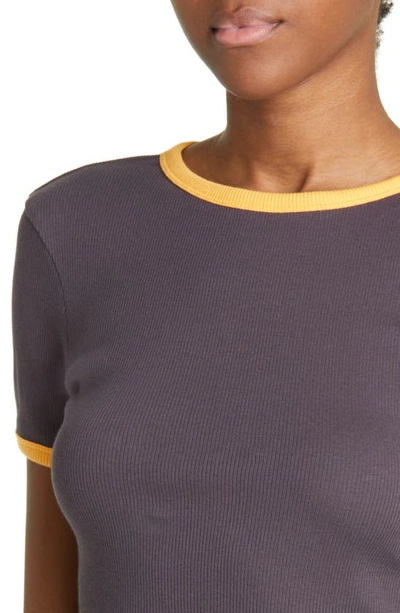 Shop Paloma Wool Linx Contrast Organic Cotton Rib T-shirt In Dark Grey