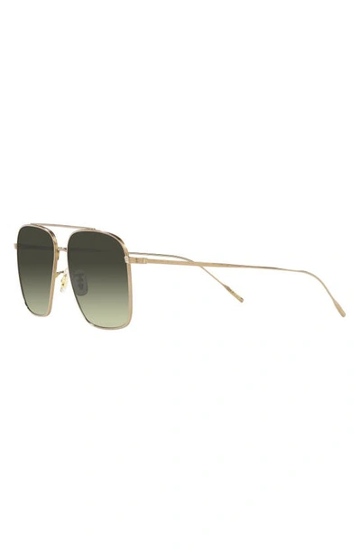 Shop Oliver Peoples Dresner 56mm Gradient Pilot Sunglasses In Dark Green