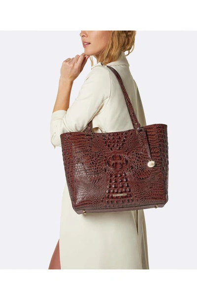 Shop Brahmin April Croc Embossed Leather Tote In Pecan