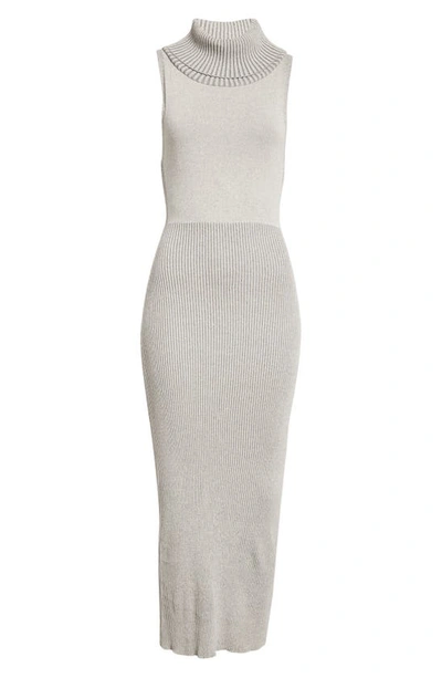 Shop Paloma Wool Bruno Turtleneck Sleeveless Organic Cotton Sweater Dress In Mid Grey