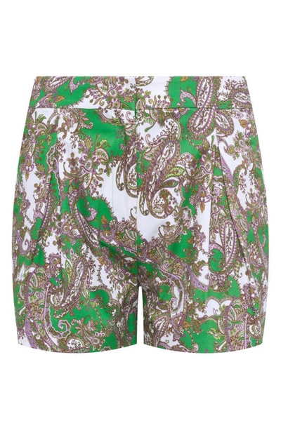 Shop L Agence Vittoria Shorts In Grass Gr Mt Sm Paisley