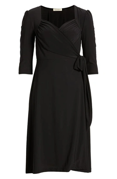 Shop Kiyonna Sweetheart Wrap Midi Dress In Black Noir