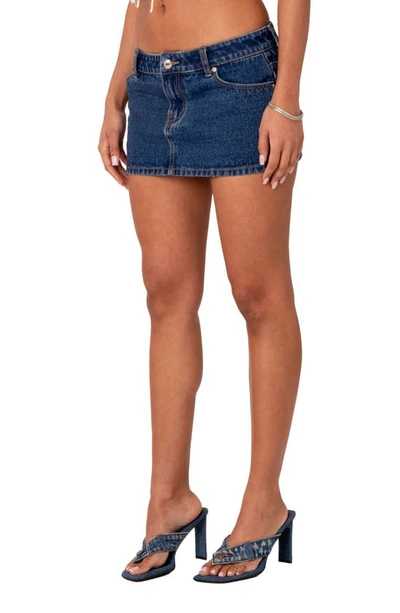 Edikted Spencer Low Rise Denim Skirt In Blue
