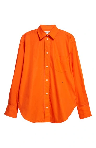 Shop Victoria Beckham Oversize Organic Cotton Poplin Button-up Shirt In Coral