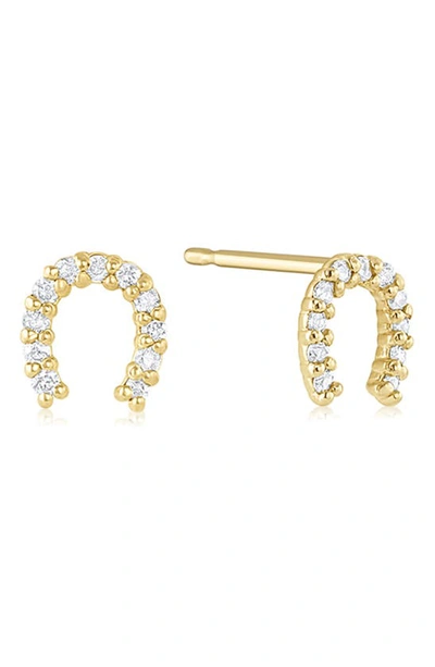 Shop Set & Stones Alpine Diamond Horseshoe Stud Earrings In Yellow Gold