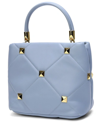 Shop Tiffany & Fred Quilted & Studded Leather Satchel In Blue