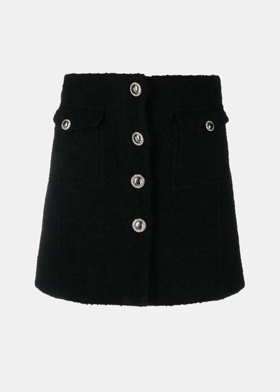 Shop Alessandra Rich Black Tweed Bouclé Mini Skirt