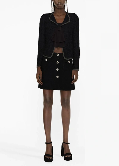 Shop Alessandra Rich Black Tweed Bouclé Mini Skirt