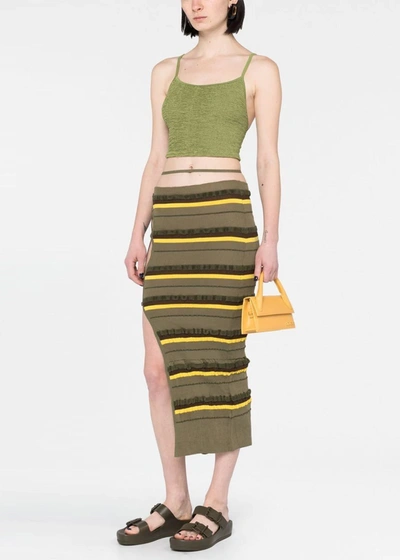 Shop Jacquemus Green 'la Jupe Maille Concha' Midi Skirt In Dark Green