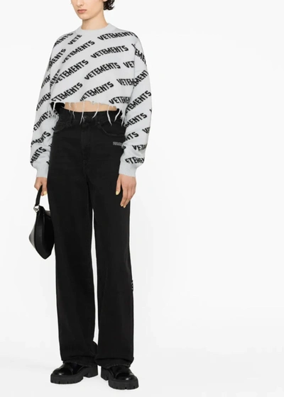 Shop Vetements Grey Cropped Sweater
