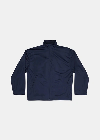 Shop Balenciaga Navy Roll-neck Zip Jacket