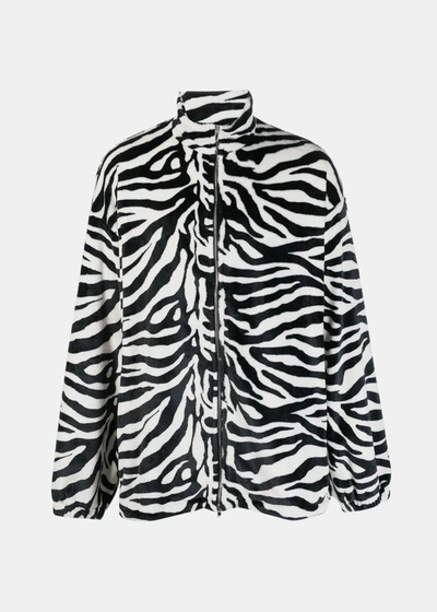 Shop Vetements Zebra-pattern Fleece Zip-up Jacket