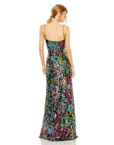 Mac Duggal Sweetheart Sleeveless Floral Sequin Gown In Black Multi
