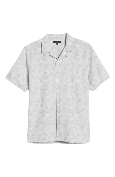Shop Ted Baker Maslin Spot Print Short Sleeve Button-up Camp Shirt In Light Grey