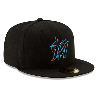 Shop New Era Miami Marlins Black On-field Authentic Collection 59fifty Fitted Hat