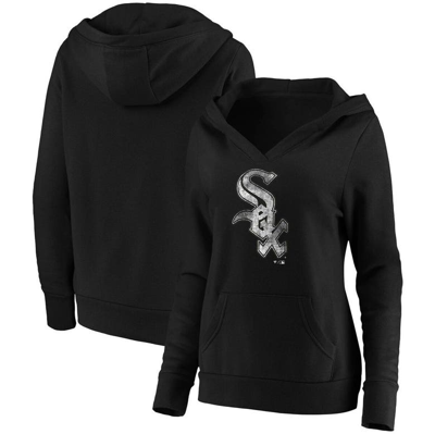 Fanatics Plus Size Black Chicago White Sox Core Team Crossover V-neck Pullover Hoodie In Black