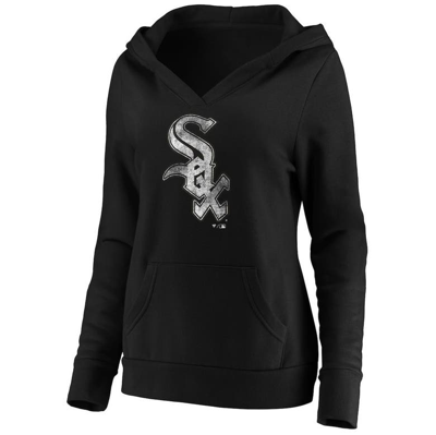 Fanatics Plus Size Black Chicago White Sox Core Team Crossover V-neck Pullover Hoodie In Black
