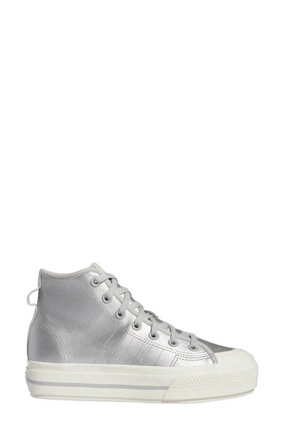 Shop Adidas Originals Nizza Mid Platform High Top Sneaker In Silver Met/grey/chalk White