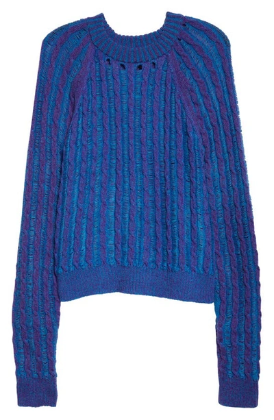 Agr Mohair Blend Cable Knit Sweater In Navy