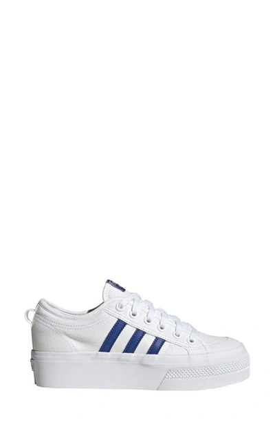 Shop Adidas Originals Nizza Platform Sneaker In White/ Semi Lucid Blue/ Black