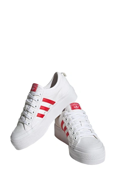 Shop Adidas Originals Nizza Platform Sneaker In White/ Better Scarlet/ Black