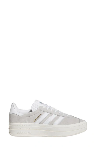 Shop Adidas Originals Gazelle Bold Platform Sneaker In Grey/ White/ White