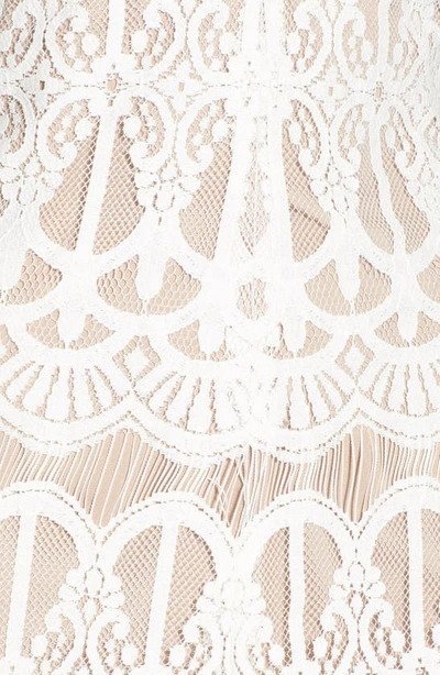 Wayf V-neck Lace Maxi Dress In White/  Nude