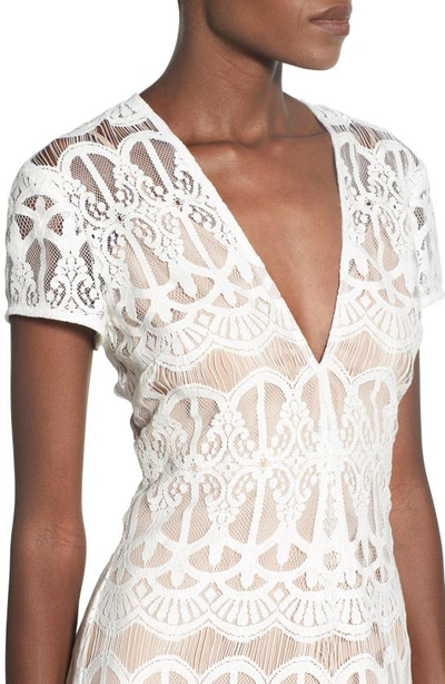 Wayf V-neck Lace Maxi Dress In White/  Nude