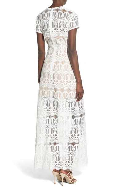 Wayf V-neck Lace Maxi Dress In White/  Nude