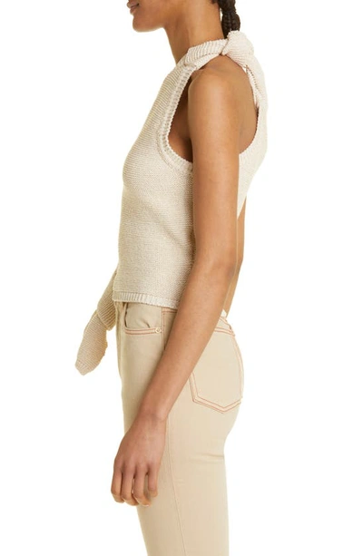 Shop Jacquemus Knot Detail One-shoulder Knit Tank Top In Ivory