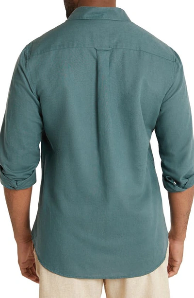 Shop Johnny Bigg Anders Linen & Cotton Button-up Shirt In Teal