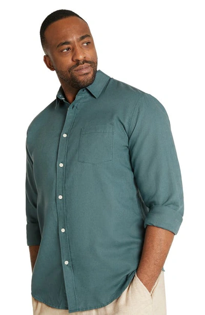 Shop Johnny Bigg Anders Linen & Cotton Button-up Shirt In Teal