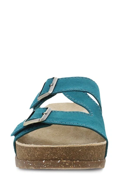 Shop Dansko Dayna Strappy Slide Sandal In Teal Suede