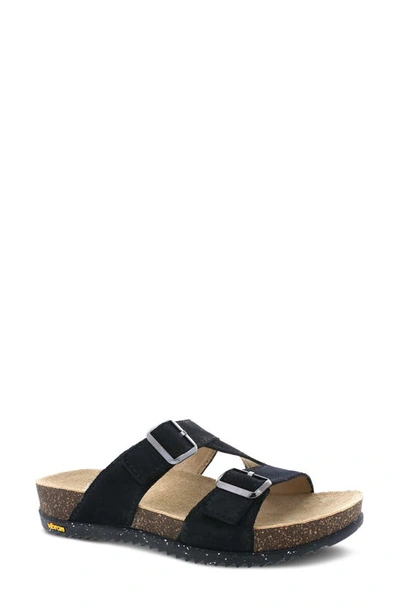 Shop Dansko Dayna Strappy Slide Sandal In Black Suede