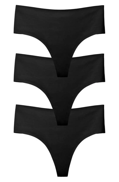 Shop Eby Assorted 3-pack High Waist Thongs In Black