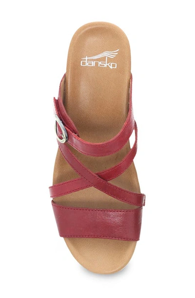 Shop Dansko Ana Asymmetric Strappy Wedge Sandal In Red Glazed Calf