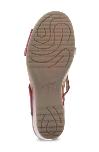 Shop Dansko Ana Asymmetric Strappy Wedge Sandal In Red Glazed Calf