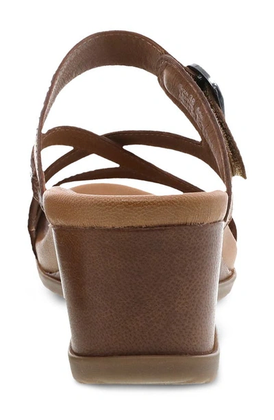 Shop Dansko Ana Asymmetric Strappy Wedge Sandal In Tan Glazed Calf
