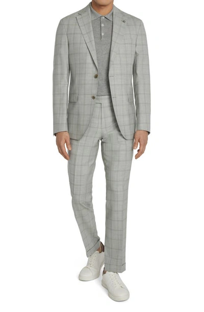 Jack Victor Mcallen Unconstructed Plaid Wool Suit In Grey